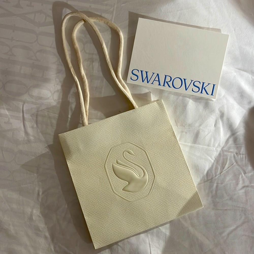 Swarovski bag and card- bag: 7x7 inches
